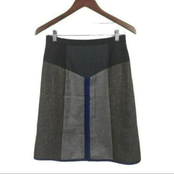 Rebecca Taylor Flannel A Line Colorblock Skirt Gray, Size 8 New - Picture 1 of 7